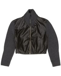 Alaïa - Jassen ,Zwart ,Leer Hybrid Jacket - Lyst