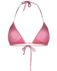 Moschino - Badmode ,Roze ,Polyester Smiley Lurex Jersey Triangle Bikini Top - Lyst