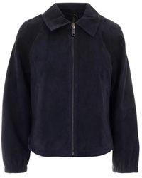 Max Mara - Jassen ,Blauw ,Polyester Leren Jassen - Lyst