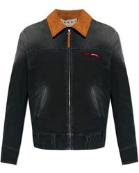 Marni - Jassen ,Zwart ,Denim Denim Jack Met Logopatch - Lyst