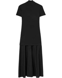 Jil Sander - Kleedjes ,Zwart ,Katoen Maxi-Jurk Met Korte Mouwen - Lyst