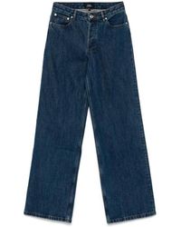 A.P.C. - Elisabeth Denim Jeans Met Contraststiksels - Lyst