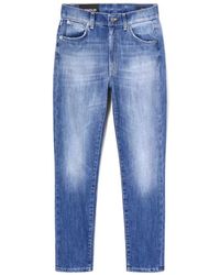 Dondup - Slim fit high waist straight leg jeans - Lyst