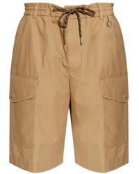 Moncler - Korte Broeken ,Bruin ,Katoen Cotton Poplin Cargo Shorts - Lyst