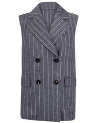 Max Mara - Jassen ,Blauw ,Double-Breasted Pinstripe Vest - Lyst
