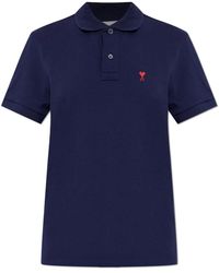 Ami Paris - Tops ,Blauw ,Katoen Ami De Coeur Polo Shirt - Lyst