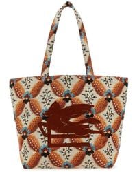 Etro - Geborduurd Canvas Medium Zachte Trotter Boodschappentas - Lyst