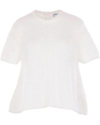 Loewe - Truien & Vesten ,Wit ,Wol Trui Met Korte Mouwen - Lyst