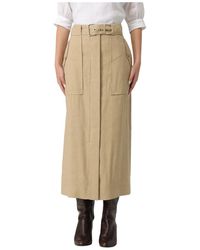 Alberta Ferretti - Rokken ,Linnen Stretch Longuette Rok - Lyst