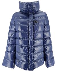 Fay - Jassen ,Blauw ,Wol Blauwe Puffer Jas Met Haaksluiting - Lyst