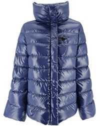 Fay - Jassen ,Blauw ,Wol Blauwe Puffer Jas Met Haaksluiting - Lyst