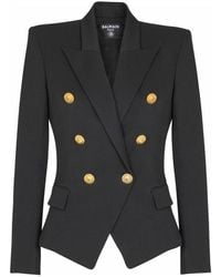 Balmain - Taillierte Jacke Aus Grain-De-Poudre Mit 6 Knöpfen - Lyst