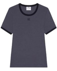 Courreges - Signatur Kontrast T-Shirt Mit Logo Applique - Lyst