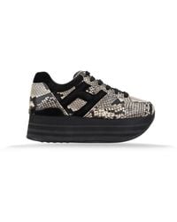 Hogan - Leren Sneakers Met Slangenprint En Veters - Lyst