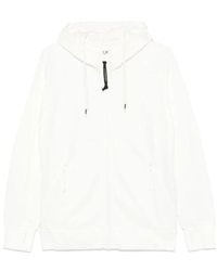 C.P. Company - Weiße Baumwollkapuzenpullover Mit Goggles - Lyst