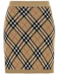 Burberry - Rokken ,Veelkleurig ,Wol Check Knit Pencil Skirt - Lyst