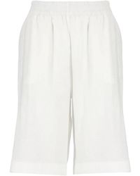 Fabiana Filippi - Long shorts,weiße leinen-shorts mit elastischem bund - Lyst