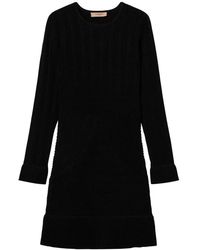 Twinset - Kleedjes ,Zwart ,Nylon Elegante Zwarte Midi Jurk - Lyst