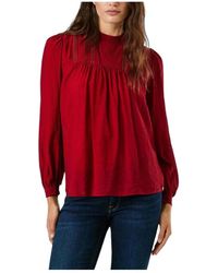 Pepe Jeans - Boho-Geïnspireerde Bordeaux Blouse - Lyst