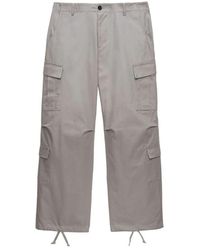 MSGM - Broeken ,Grijs ,Katoen Grijze Cargo Broek Met Trekkoord - Lyst