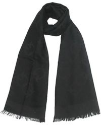 Pinko - Accessoires ,Zwart ,Wol Love Birds Monogram Jacquard Sjaal - Lyst