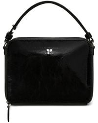 Courreges - Schwarze leder-schultertasche mit logo - Lyst