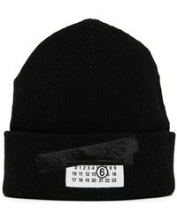 MM6 by Maison Martin Margiela - Schwarze Wollmischung Beanie Mütze - Lyst