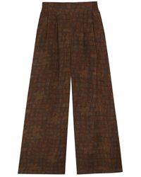 Cortana - Broeken ,Bruin ,Katoen Cassiopea, Wijde Cupro Jord Print Broek - Lyst