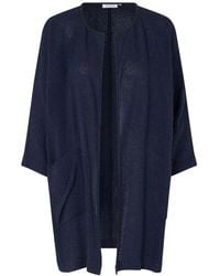 Masai - Truien & Vesten ,Blauw Open Jas Met 3/4 Mouwen - Lyst