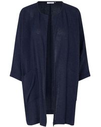 Masai - Truien & Vesten ,Blauw Open Jas Met 3/4 Mouwen - Lyst