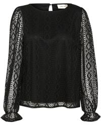 Cream - Overhemden ,Zwart ,Elegante Geborduurde Zwarte Blouse - Lyst