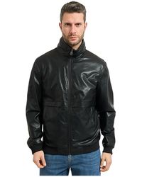 Guess - Jassen ,Zwart ,Polyester Faux Leather Bomber Jacket - Lyst