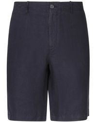 Fedeli - Korte Broeken ,Blauw ,Linnen Linnen Bermuda Shorts Met Zakken - Lyst