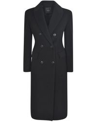 Pinko - Abrigo negro de lana de doble botonadura - Lyst