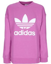 adidas - Hoodies & Sweatvesten ,Paars ,Katoen Crewneck Trefoil Sweatshirt - Lyst