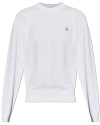 DSquared² - Hoodies & Sweatvesten ,Wit ,Katoen Sweatshirt Met Logo-Vormige Applicatie - Lyst