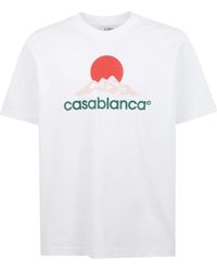 CASABLANCA - Baumwoll-Crewneck T-Shirt Mit Druck - Lyst