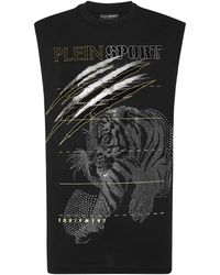 Philipp Plein - Fitness ,Zwart ,Katoen Tank Top Tiger - Lyst