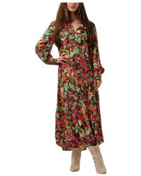 Y.A.S - Y.A. ,Kleedjes ,Veelkleurig ,Polyester Yasming Ls Midi Jurk - Lyst