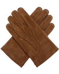 Moschino - Accessoires ,Bruin ,Suède Suède Handschoenen Met Geborduurd Logo - Lyst