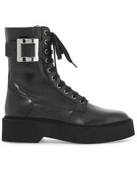 Roger Vivier - Schnürstiefeletten mit metallschnalle - Lyst