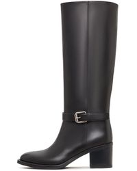 CESARE GASPARI - Leder Kniehohe Blockabsatzstiefel Beth - Lyst
