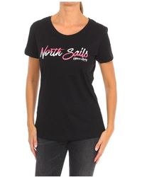 North Sails - Kurzärmeliges T-Shirt Mit Geripptem Halsausschnitt - Lyst