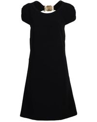 Moschino - Kleedjes ,Zwart ,Polyester Zwarte Double Smile Boucle Jurk - Lyst
