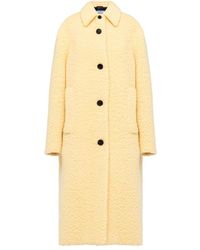 Prada - Abrigo amarillo de mezcla de lana con cuello puntiagudo y cierre de botones - Lyst