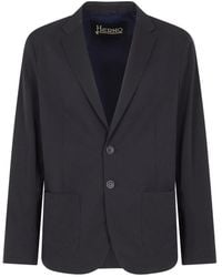 Herno - Jassen ,Blauw ,Midnight Button Jas Met Zakken - Lyst