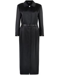Thom Browne - Jassen ,Zwart ,Leer Zijden Leren Shirtdress Met Riem - Lyst