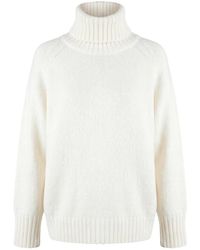 Moorer - Truien & Vesten ,Wit ,Wol Trui Met Hoge Hals En Zachte Casual Pasvorm - Lyst
