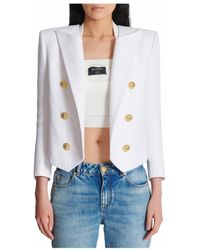 Balmain - Jassen ,Wit ,Geknipte Jas Met 6 Knopen - Lyst