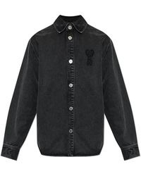 Ami Paris - Jassen ,Zwart ,Denim Oversized Denim Jas - Lyst